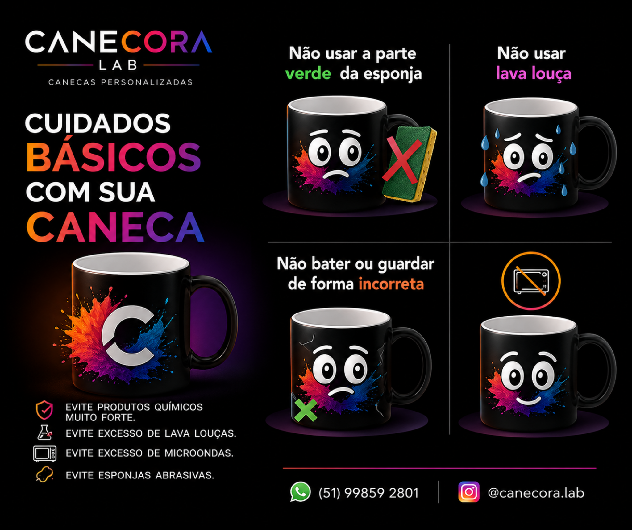 Cuidados com caneca personalizada